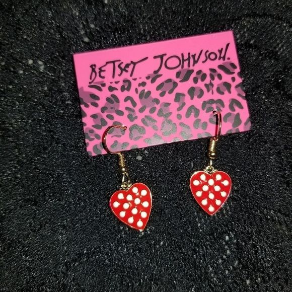 Betsey Johnson Heart Earrings - Picture 2 of 5